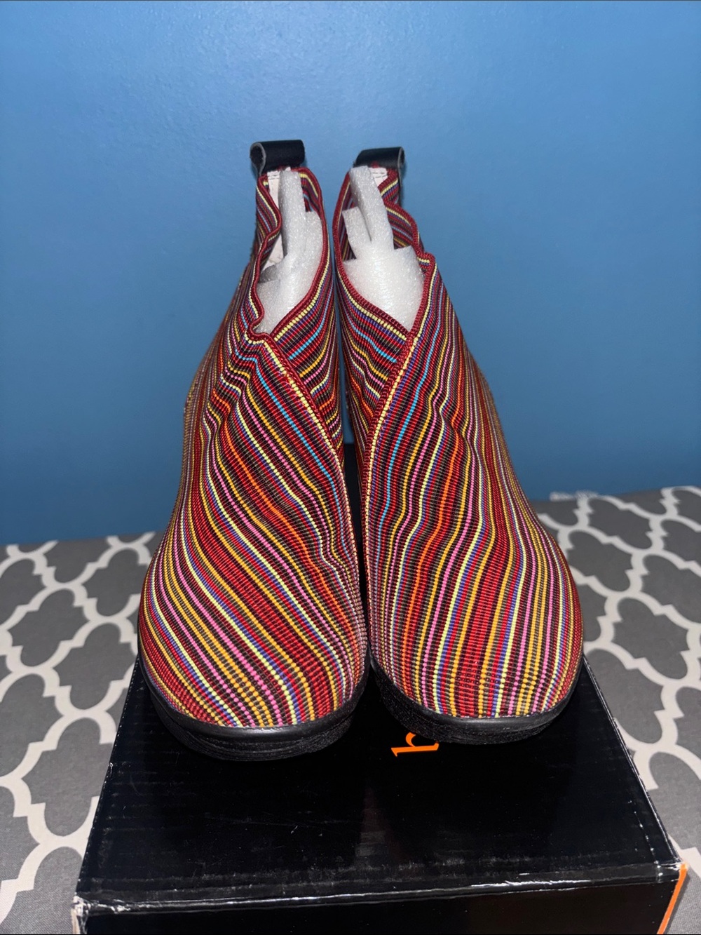 Women's Multicolor Striped Ankle Booties